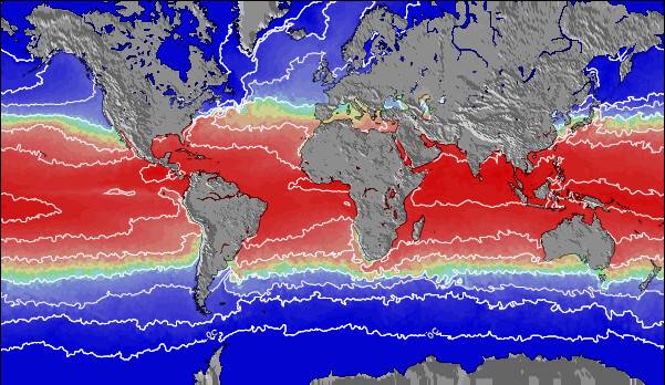 Oceano Atlantico Temperature della superficie del mare Mappa