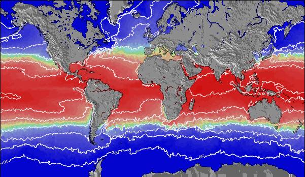 Oceano Atlantico Temperature della superficie del mare Mappa