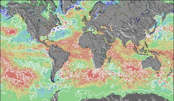 Global-Atlantic Anomalía de Temperatura del Mar Mapa