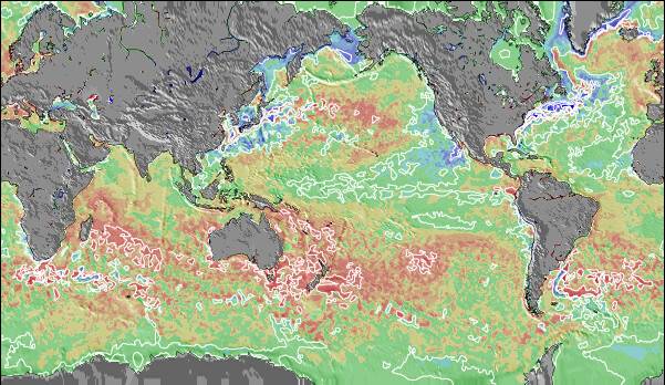 Océano Pacífico Anomalía de Temperatura del Mar Mapa