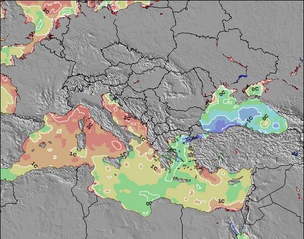 Grèce Anomalies de Température de la Mer Carte