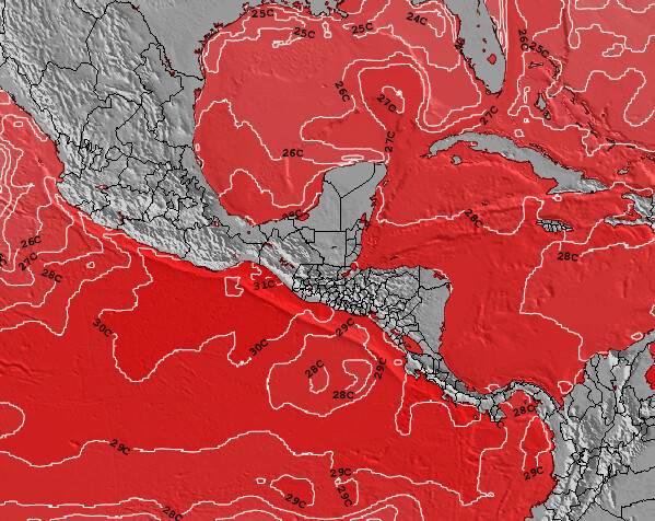 Costa Rica Sea Temperature Map