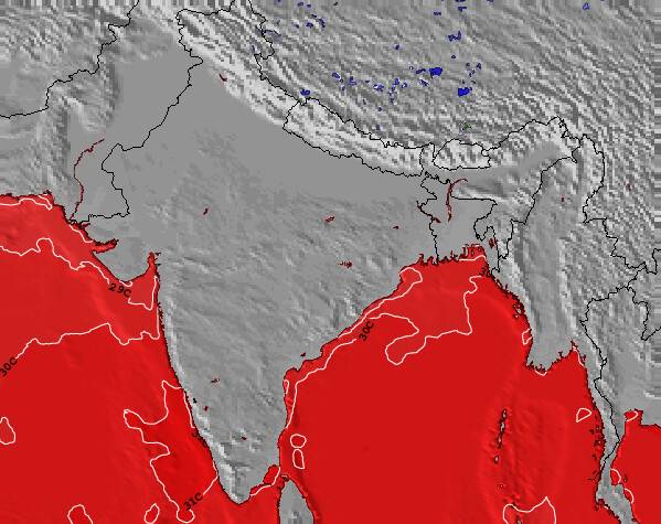 India Temperatura del Mar Mapa