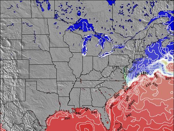 Kentucky Temperature della superficie del mare Mappa