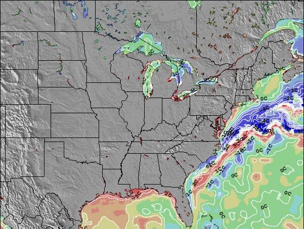 Indiana Anomalies de Température de la Mer Carte