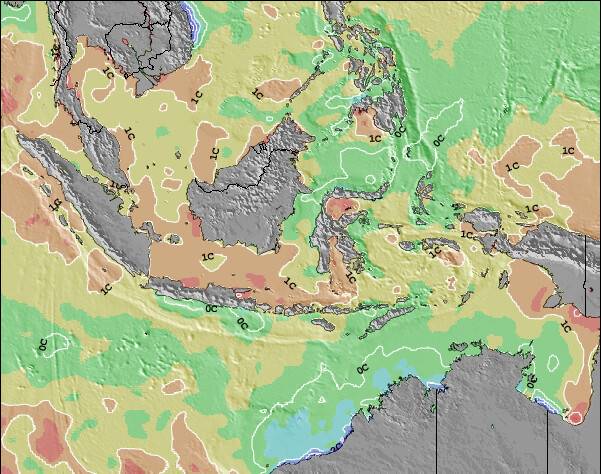 CocosIslands Anomalies de Température de la Mer Carte