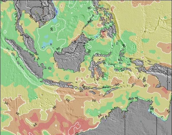 Timor Est Temperature del mare anomalia Mappa