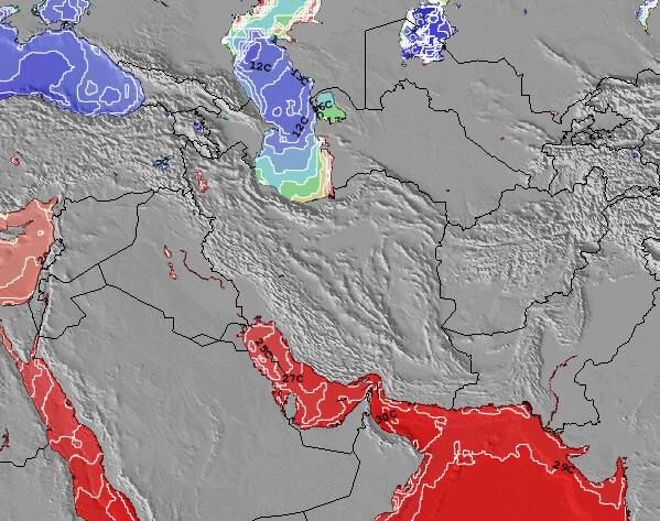 Iran Zeetemperatuur Kaart