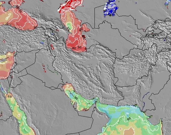 Iran Sea Temperature Anomaly Map
