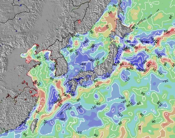 Japon Anomalies de Température de la Mer Carte