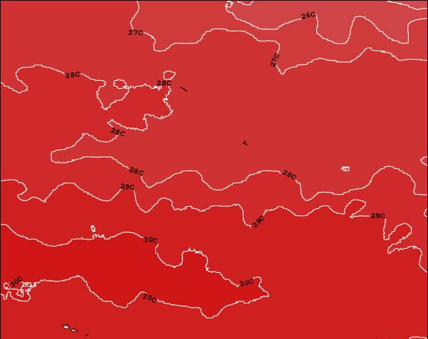 JarvisIsland Temperature della superficie del mare Mappa