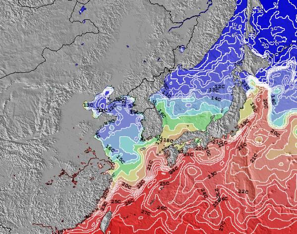 KoreaS Zeetemperatuur Kaart