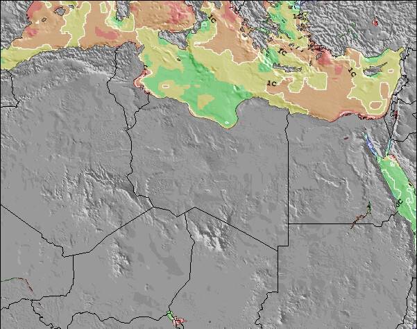 Libia, República Árabe Anomalía de Temperatura del Mar Mapa