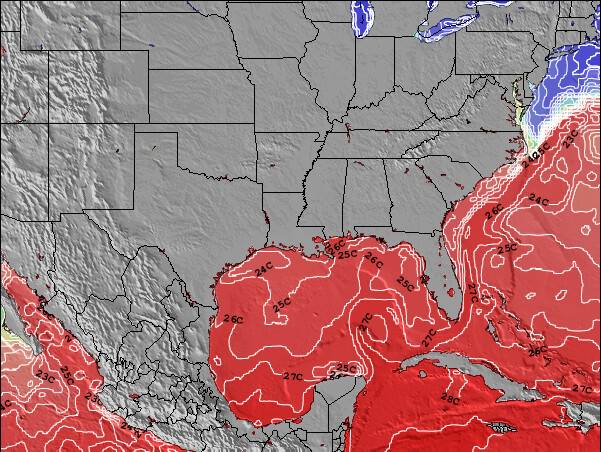 Mississippi Temperatura del Mar Mapa