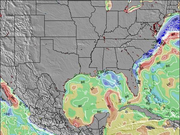Mississippi Anomalía de Temperatura del Mar Mapa