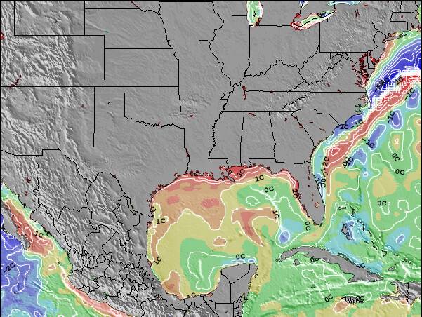 Arkansas Anomalia na Temperatura da Superfície do Oceano Mapa