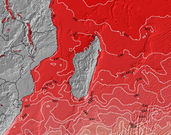 Madagascar Temperatura del Mar Mapa