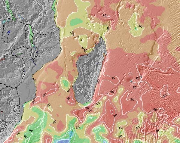 Mayotte Zeetemperatuur Afwijking Kaart