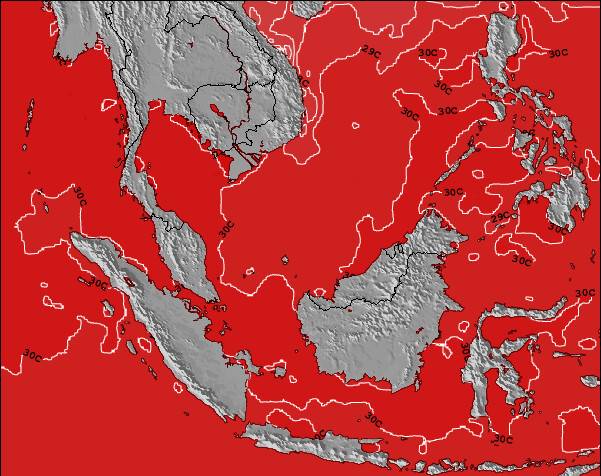 Brunei Temperature della superficie del mare Mappa