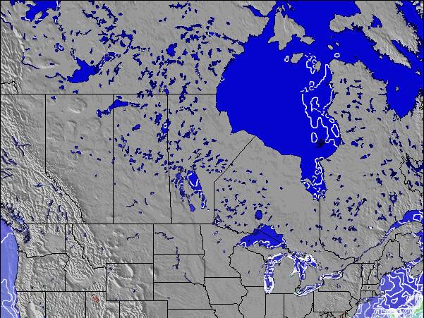 Manitoba Temperaturas da Superfície do Oceano Mapa