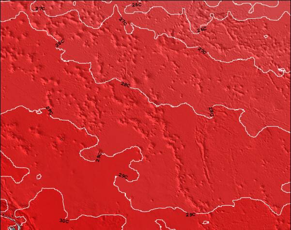 MarshallIslands Temperaturas da Superfície do Oceano Mapa