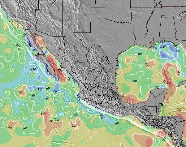 México Anomalía de Temperatura del Mar Mapa