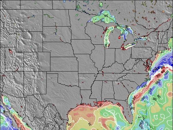 Missouri Anomalia na Temperatura da Superfície do Oceano Mapa