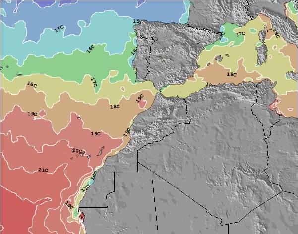 Marocco Temperature della superficie del mare Mappa