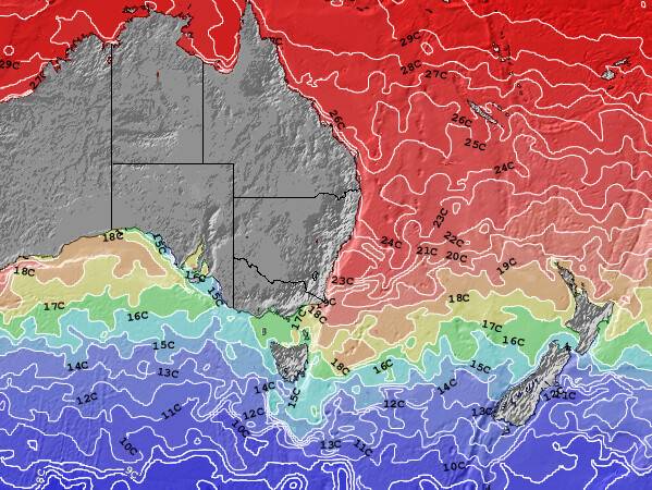 Australian-Capital-Territory Zeetemperatuur Kaart