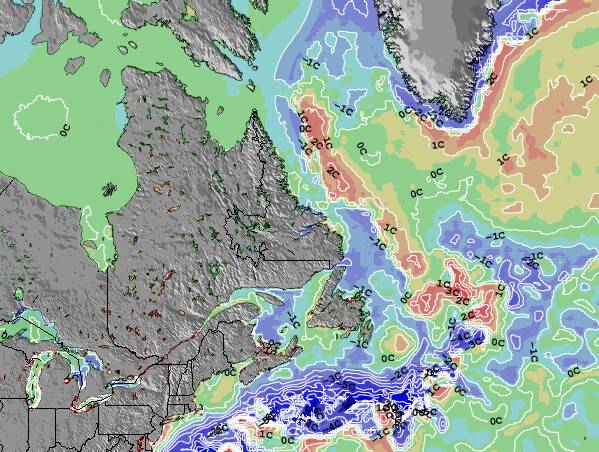 Newfoundland Anomalies de Température de la Mer Carte