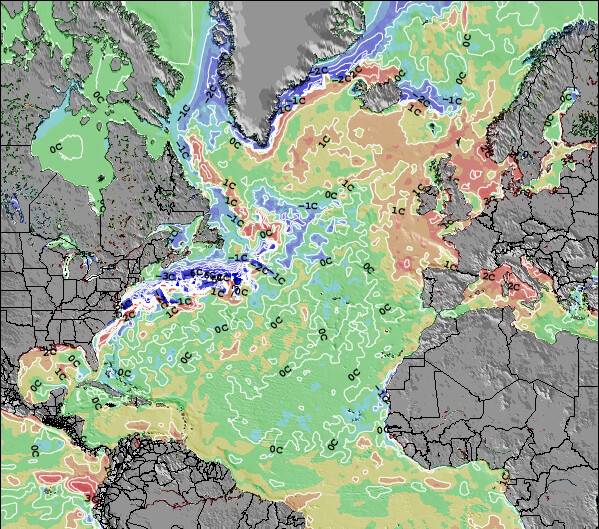 North-Atlantic Anomalia na Temperatura da Superfície do Oceano Mapa