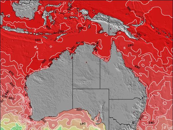 Territoire du Nord Température de la Mer Carte