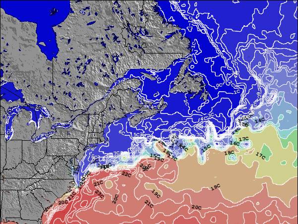 Nuova Scozia Temperature della superficie del mare Mappa