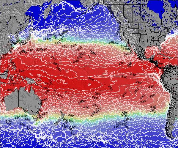 Pacific-Ocean Temperatura del Mar Mapa