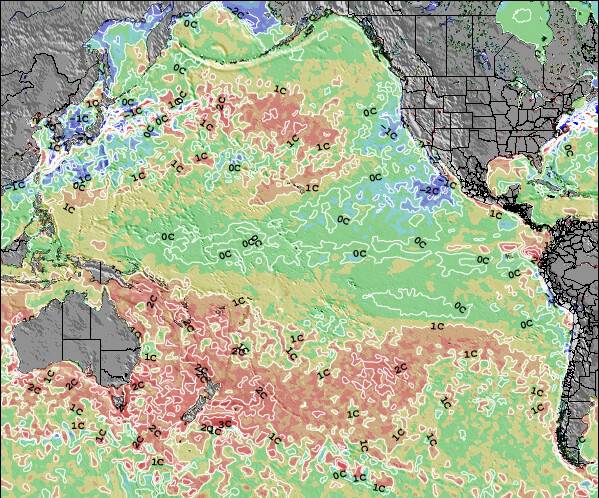 Pacific-Ocean Anomalies de Température de la Mer Carte