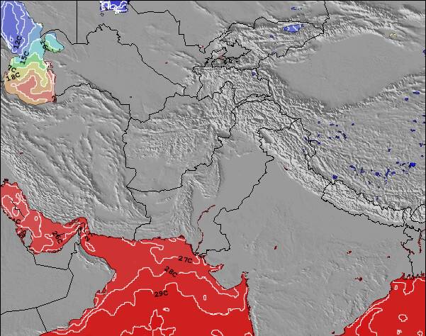 Pakistan Zeetemperatuur Kaart