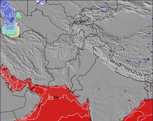 Paquistão Temperaturas da Superfície do Oceano Mapa