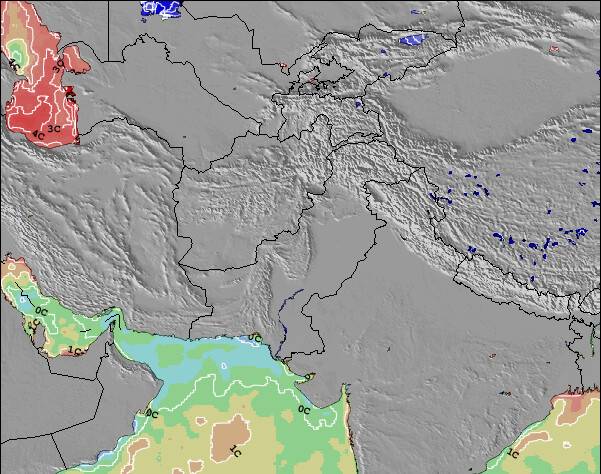 Pakistan Anomalies de Température de la Mer Carte