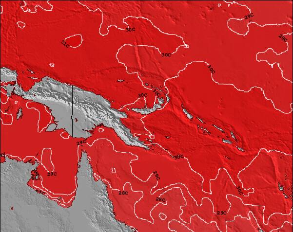 Papúa-Nueva Guinea Temperatura del Mar Mapa