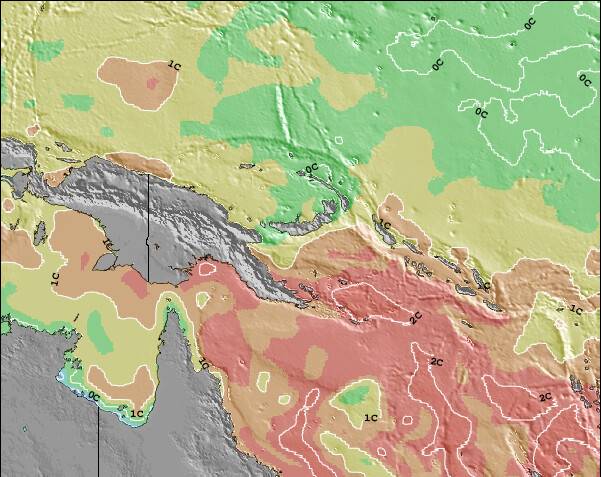 Papua New Guinea Zeetemperatuur Afwijking Kaart