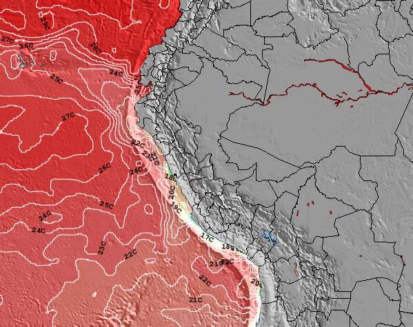 Perù Temperature della superficie del mare Mappa