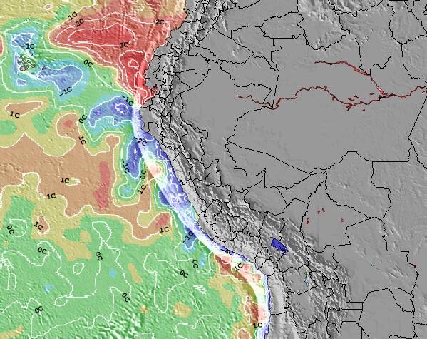 Peru Zeetemperatuur Afwijking Kaart
