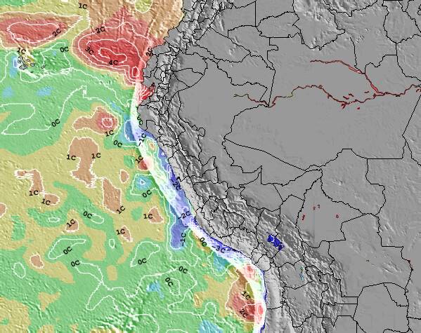 Perù Temperature del mare anomalia Mappa