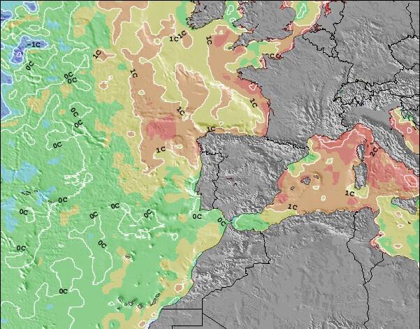 Portugal Zeetemperatuur Afwijking Kaart