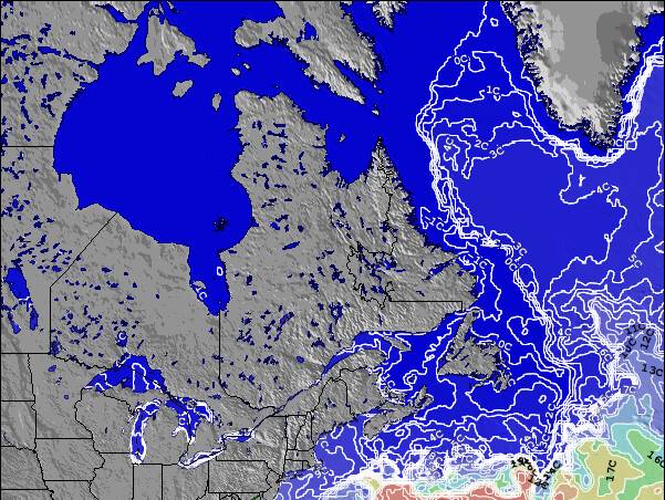 Quebec Temperature della superficie del mare Mappa