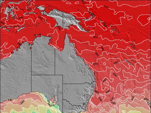 Queensland Zeetemperatuur Kaart