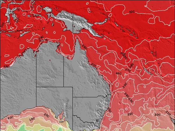 Queensland Zeetemperatuur Kaart