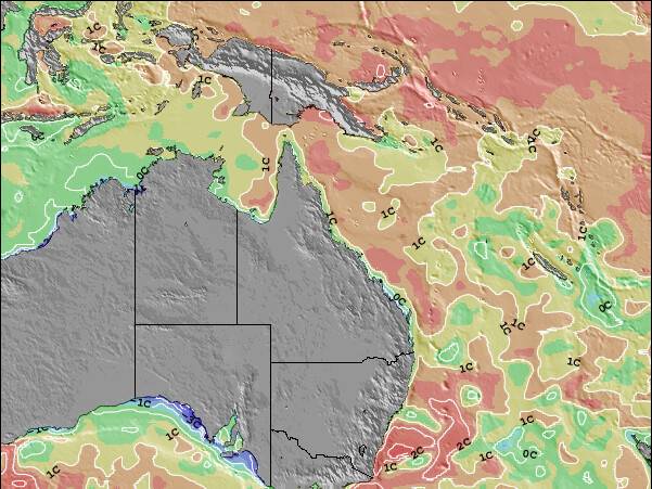 Queensland Zeetemperatuur Afwijking Kaart