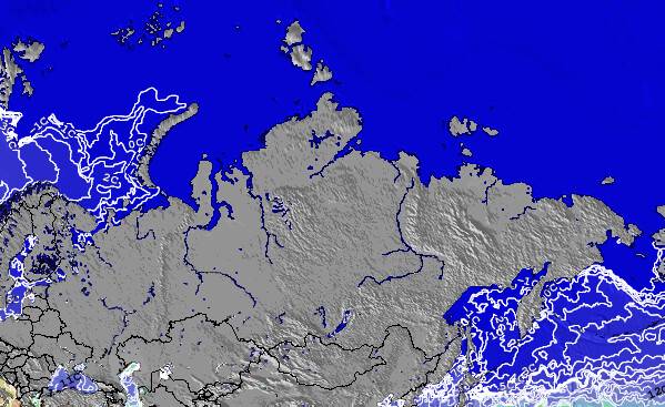 Rússia Temperaturas da Superfície do Oceano Mapa