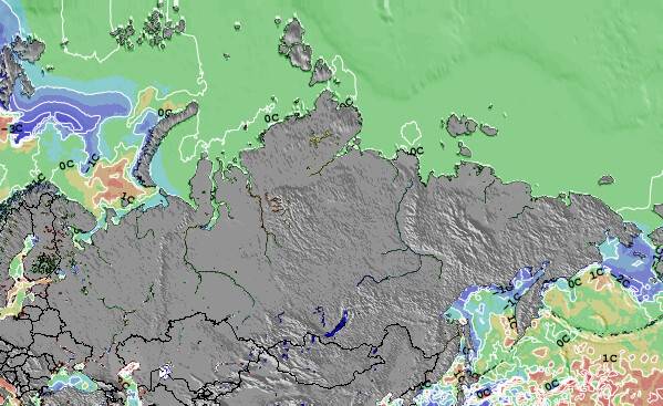 Rusia Anomalía de Temperatura del Mar Mapa